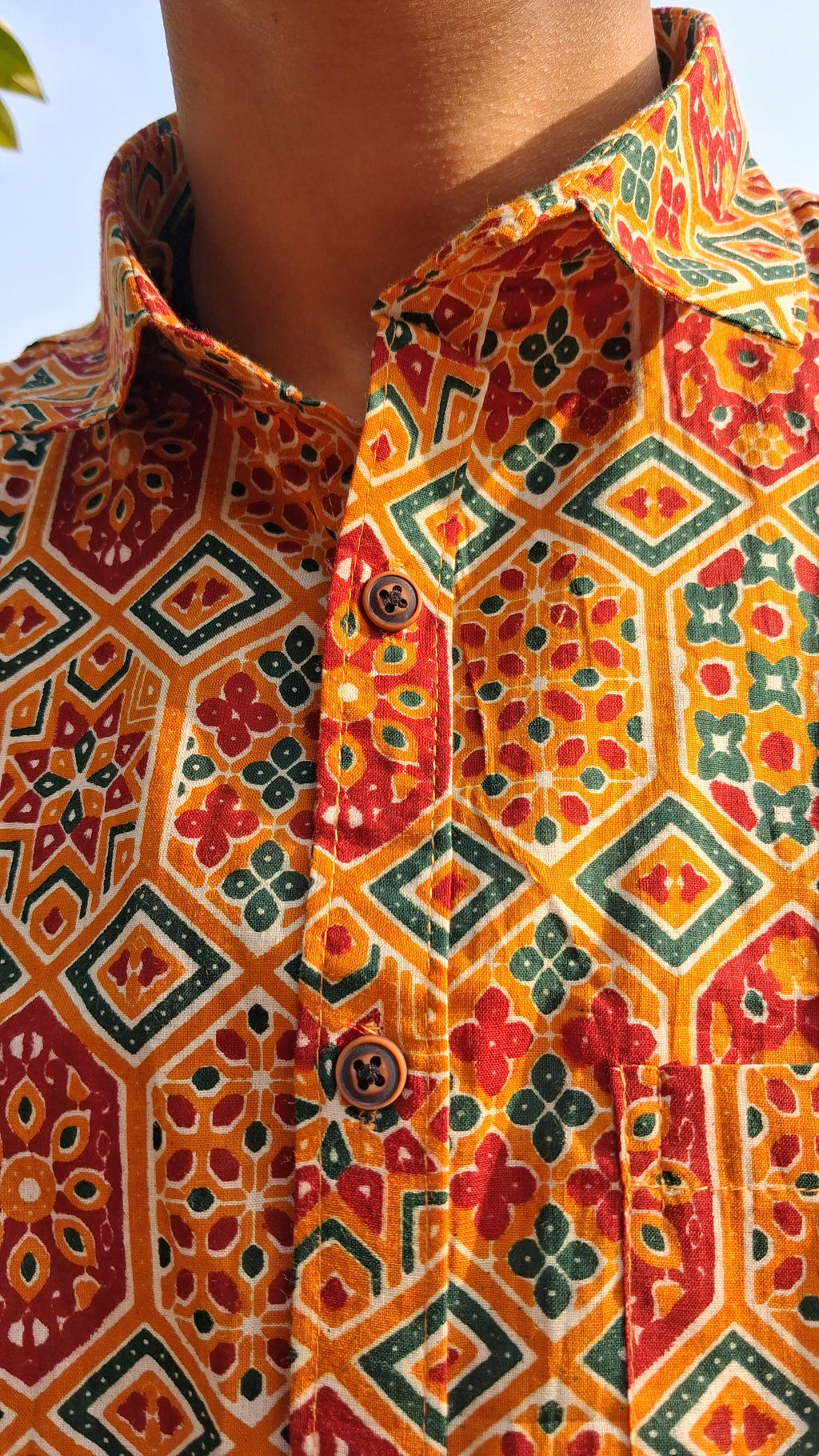 The Reyansh Shirt | Mustard Yellow Geometric Print Shirt