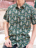 The Arhaan Shirt | Bottle Green Ethnic Print Shirt