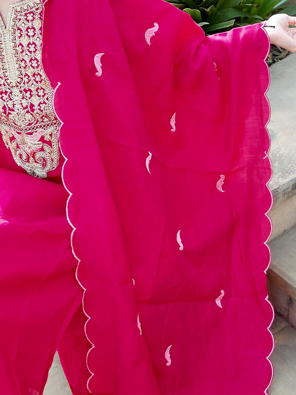 The Gulaboo Set | Roman Chanderi Rani Pink Suit