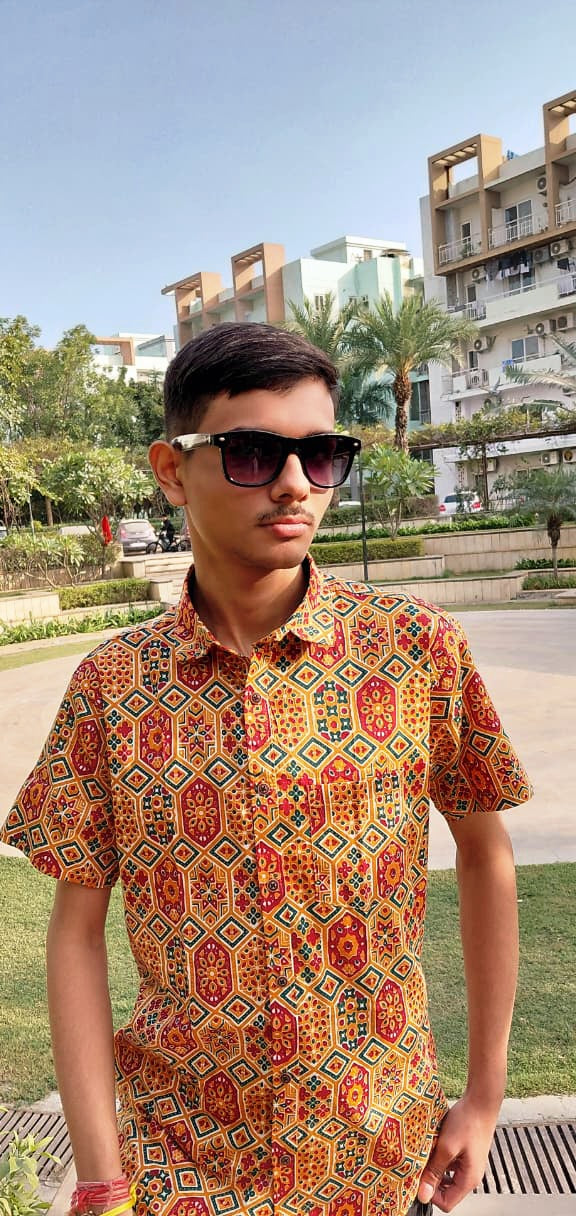 The Reyansh Shirt | Mustard Yellow Geometric Print Shirt