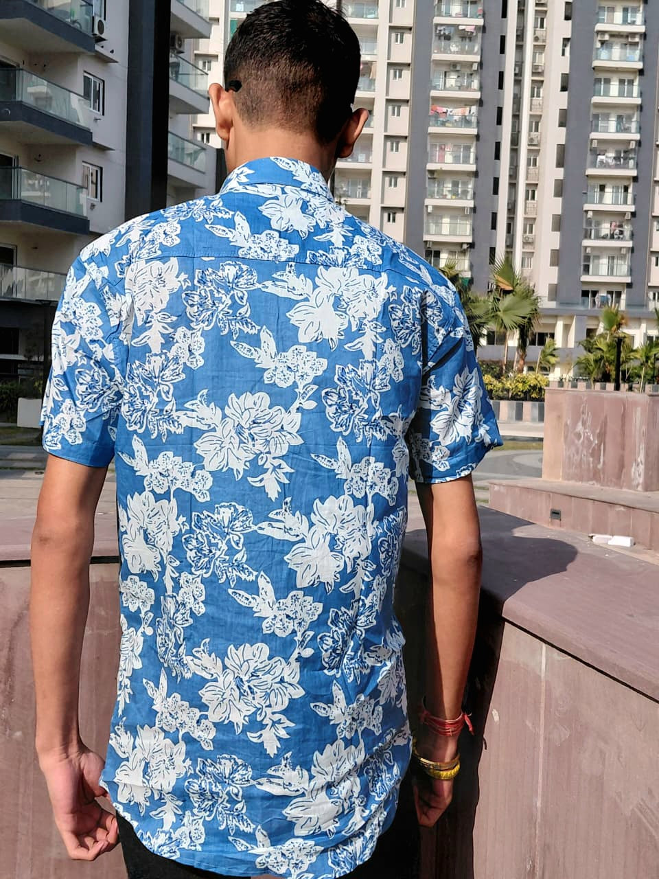 The Kabir Shirt | Ocean Blue Floral Cotton Shirt