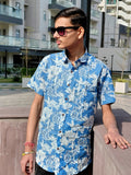 The Kabir Shirt | Ocean Blue Floral Cotton Shirt