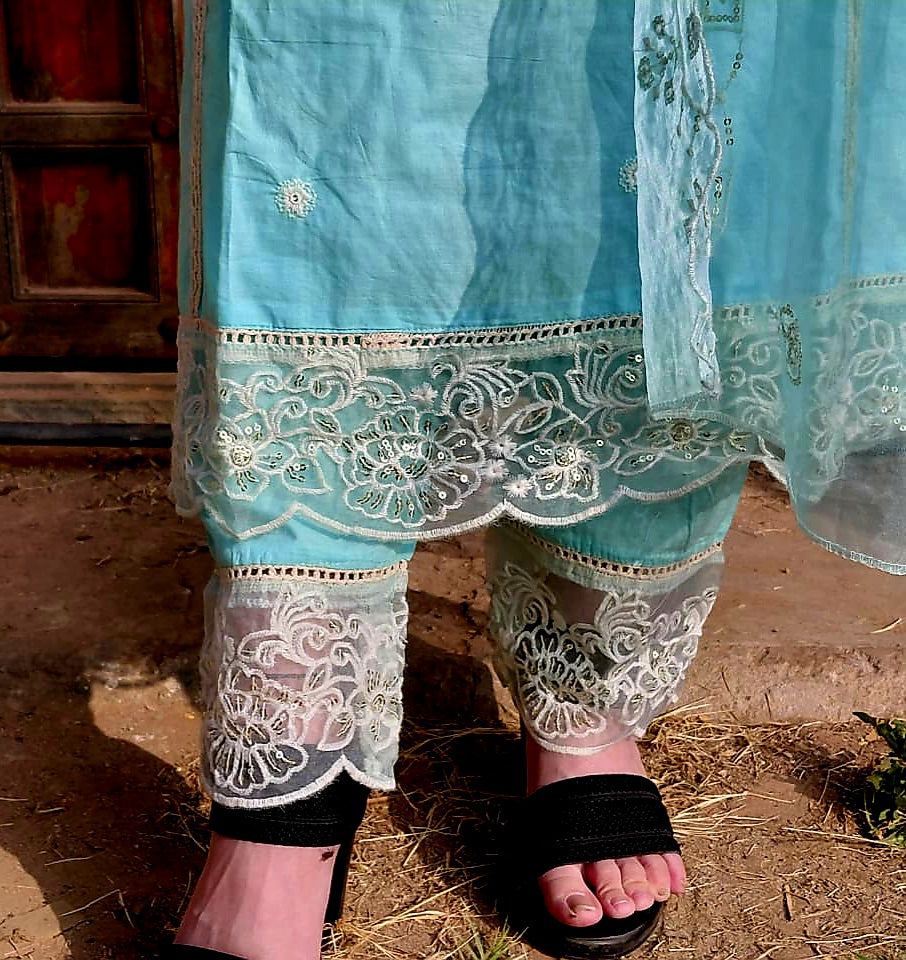 The Falak Set | Sky Blue Scalloped Embroidered Suit