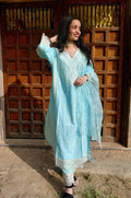 The Falak Set | Sky Blue Scalloped Embroidered Suit