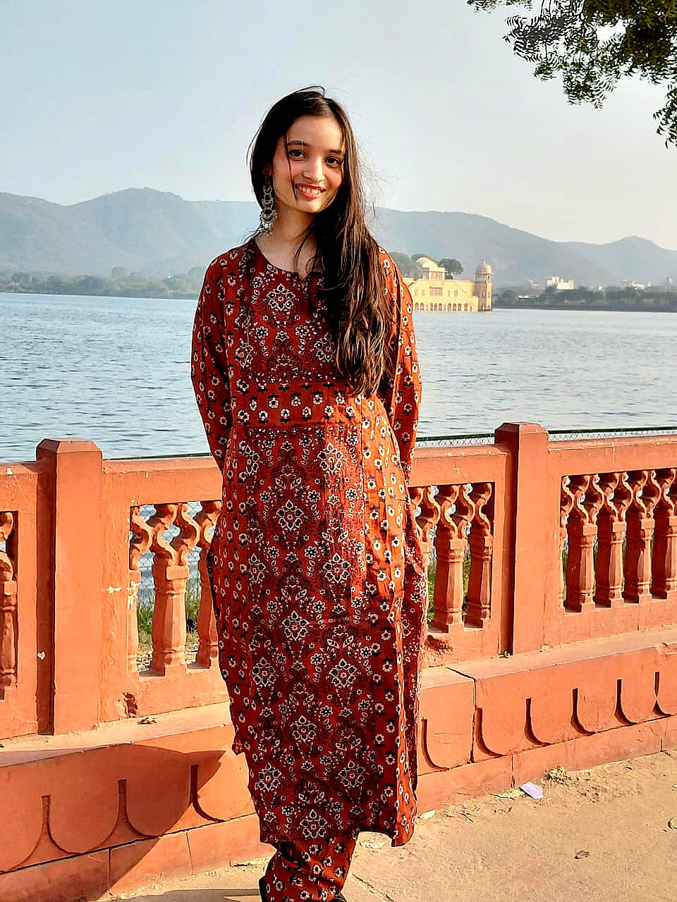 The Meera Set | Rust Red Block Print Suit