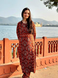 The Meera Set | Rust Red Block Print Suit