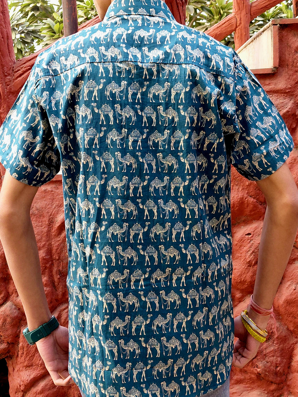 The Banjara Shirt | Teal Blue Camel Print