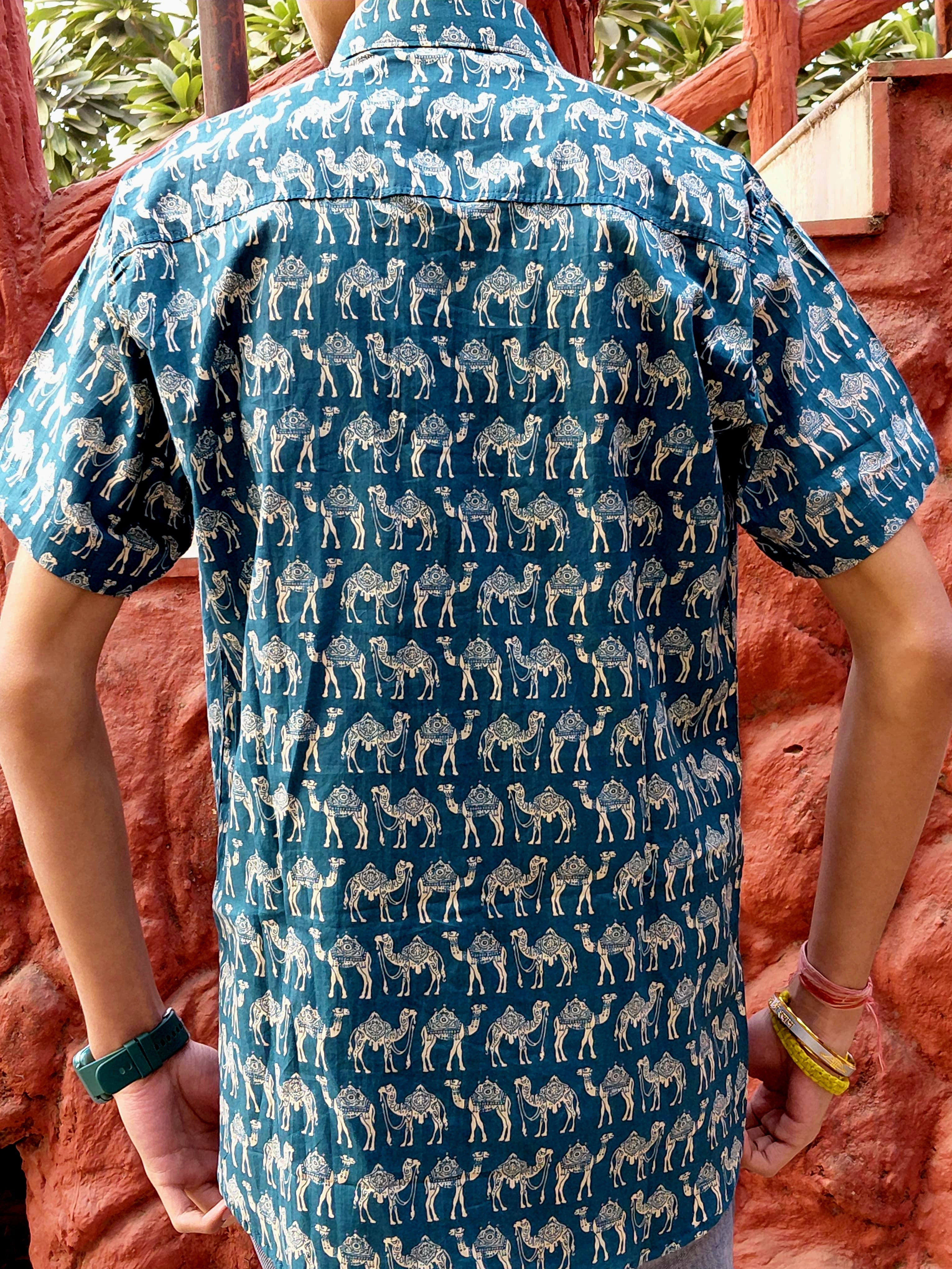 The Banjara Shirt | Teal Blue Camel Print