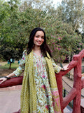 The Aisha Set | Sage Green Floral & Leheriya Suit