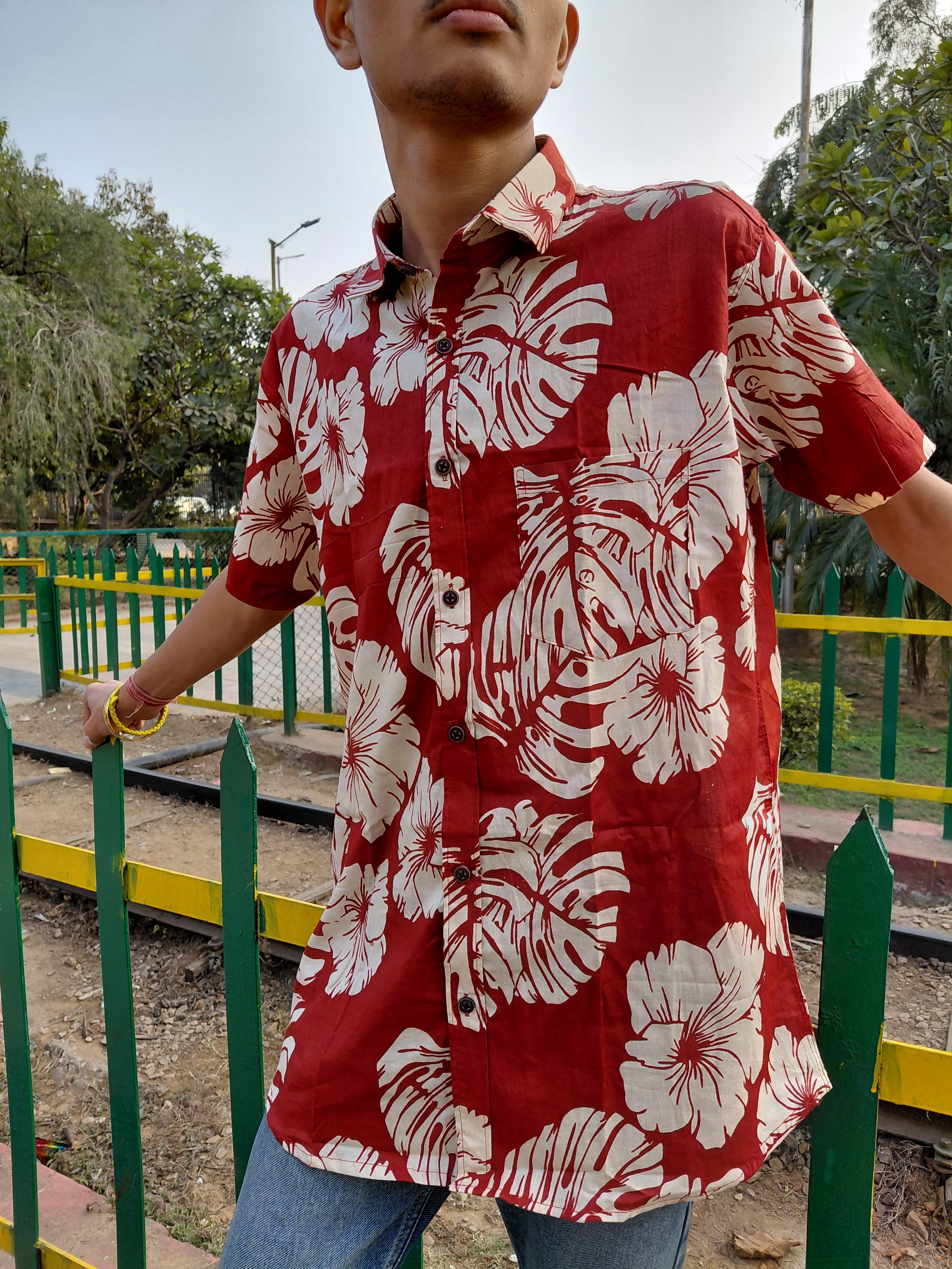 The Ranveer Shirt | Red Tropical Floral Print