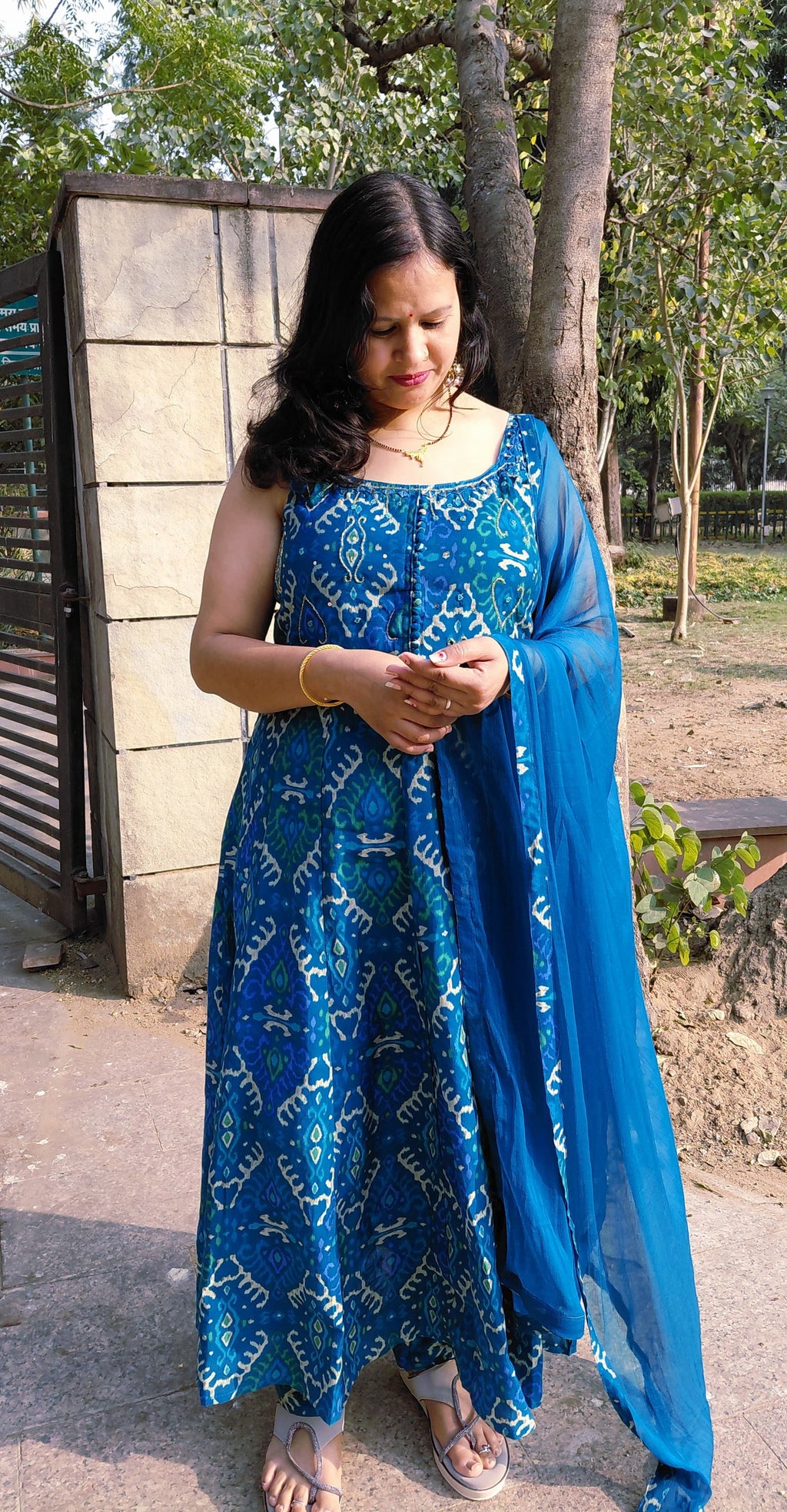 The Neelam Set | Indigo Blue Printed Anarkali