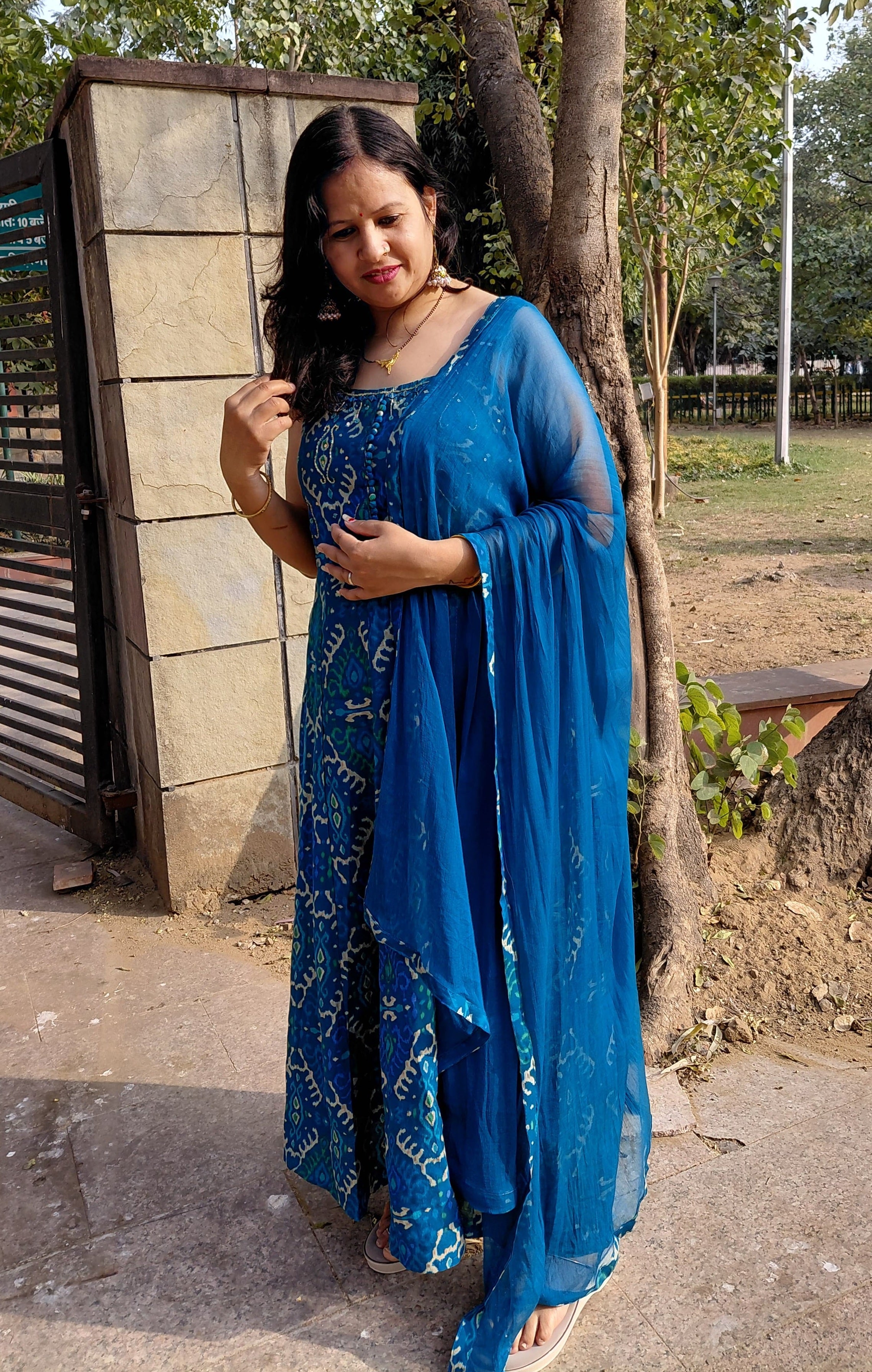 The Neelam Set | Indigo Blue Printed Anarkali