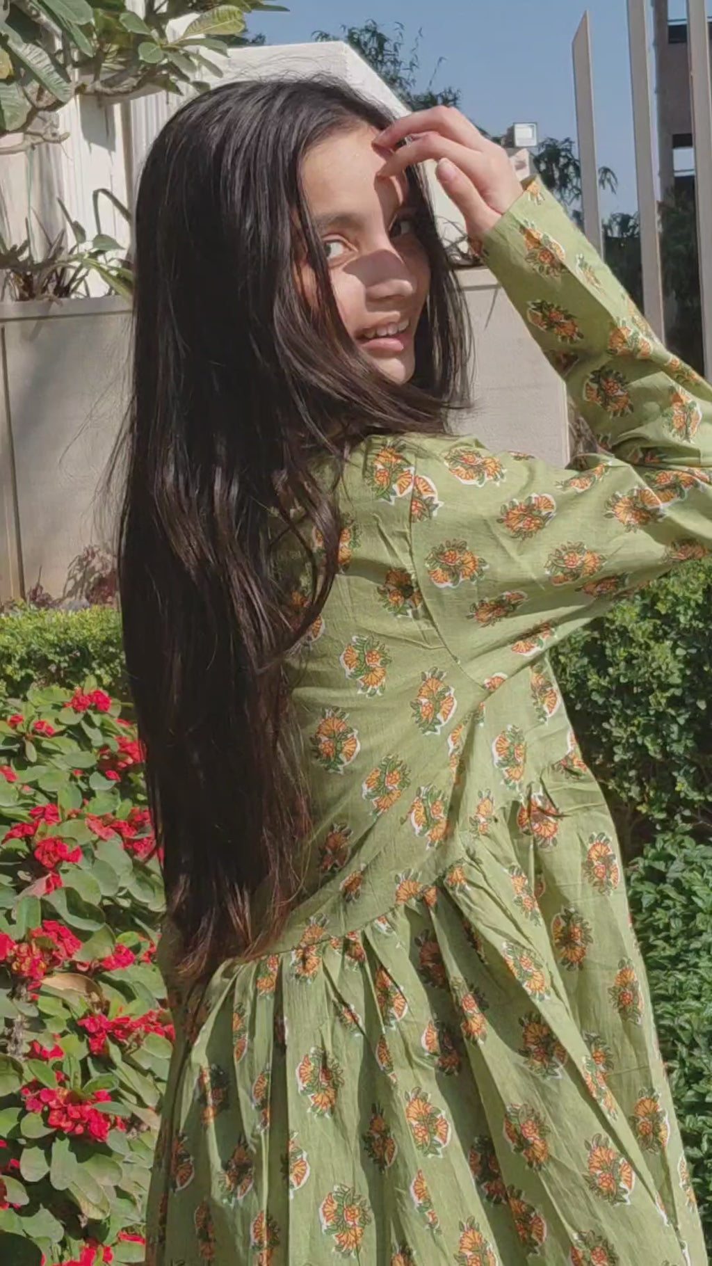 The Avni Sage Floral Peplum Kurti