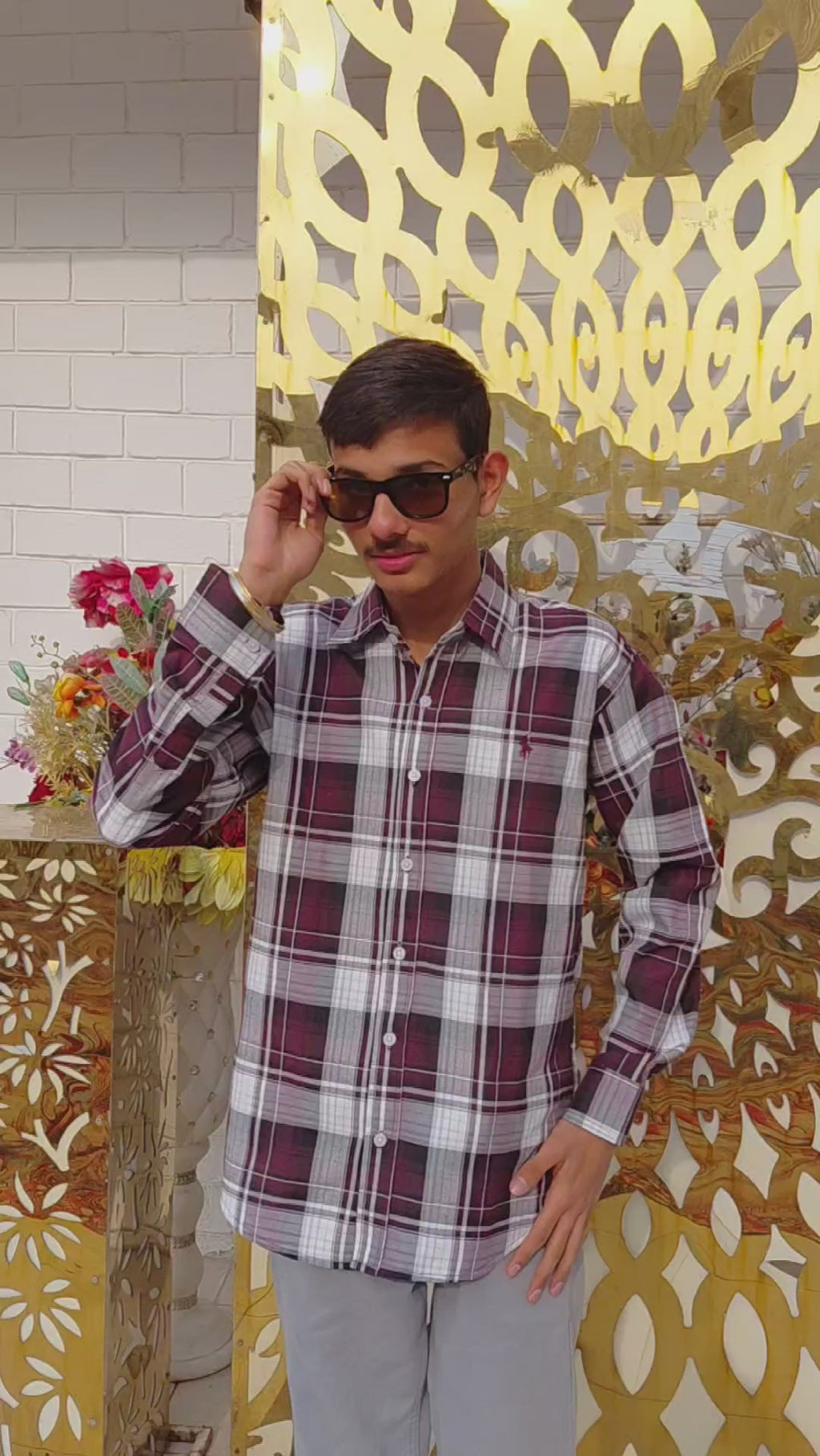 The Ishaan Shirt - Classic Maroon & White Plaid Cotton Shirt