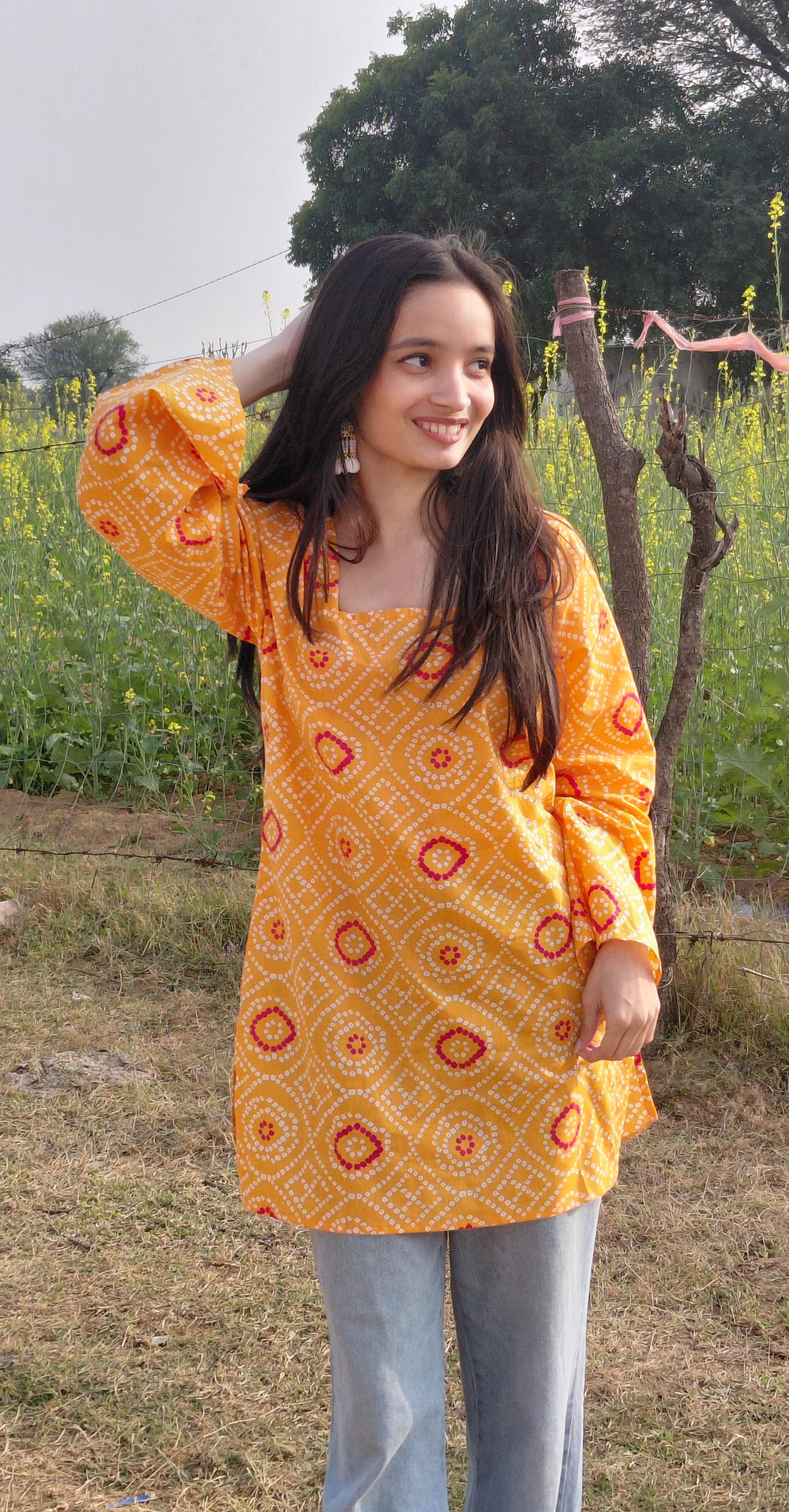 The Suhani Kurti: Sunlit Bandhani