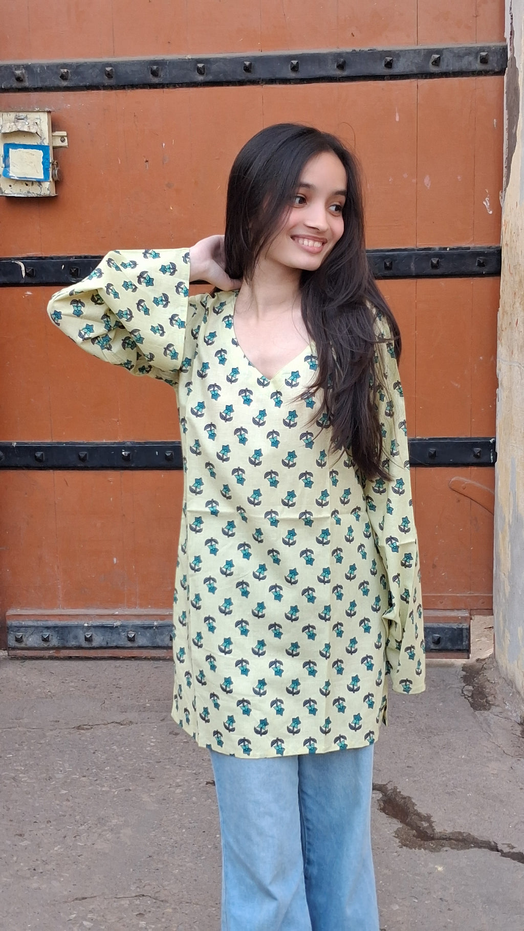 The Sage Petal Bell-Sleeve Kurti
