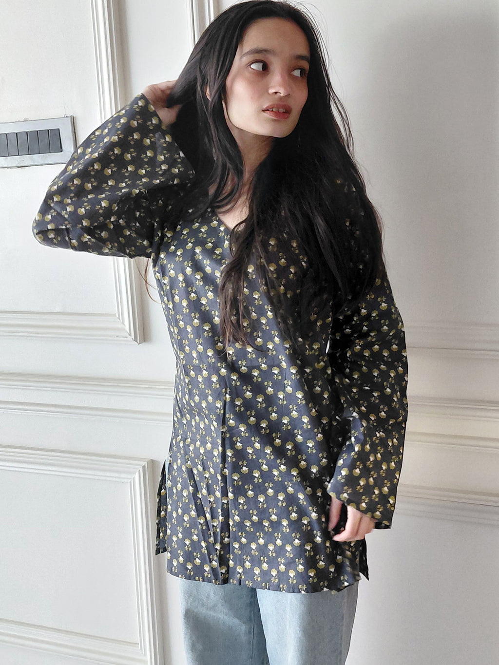 The Nyra Kurti: Nightfall Bloom