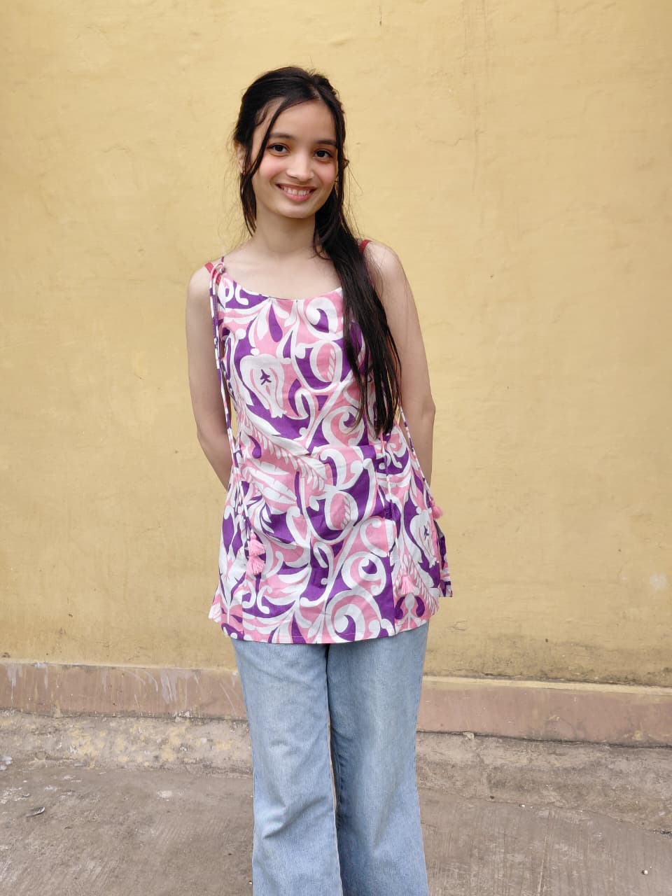 The Riya Top: Purple Petal Bloom