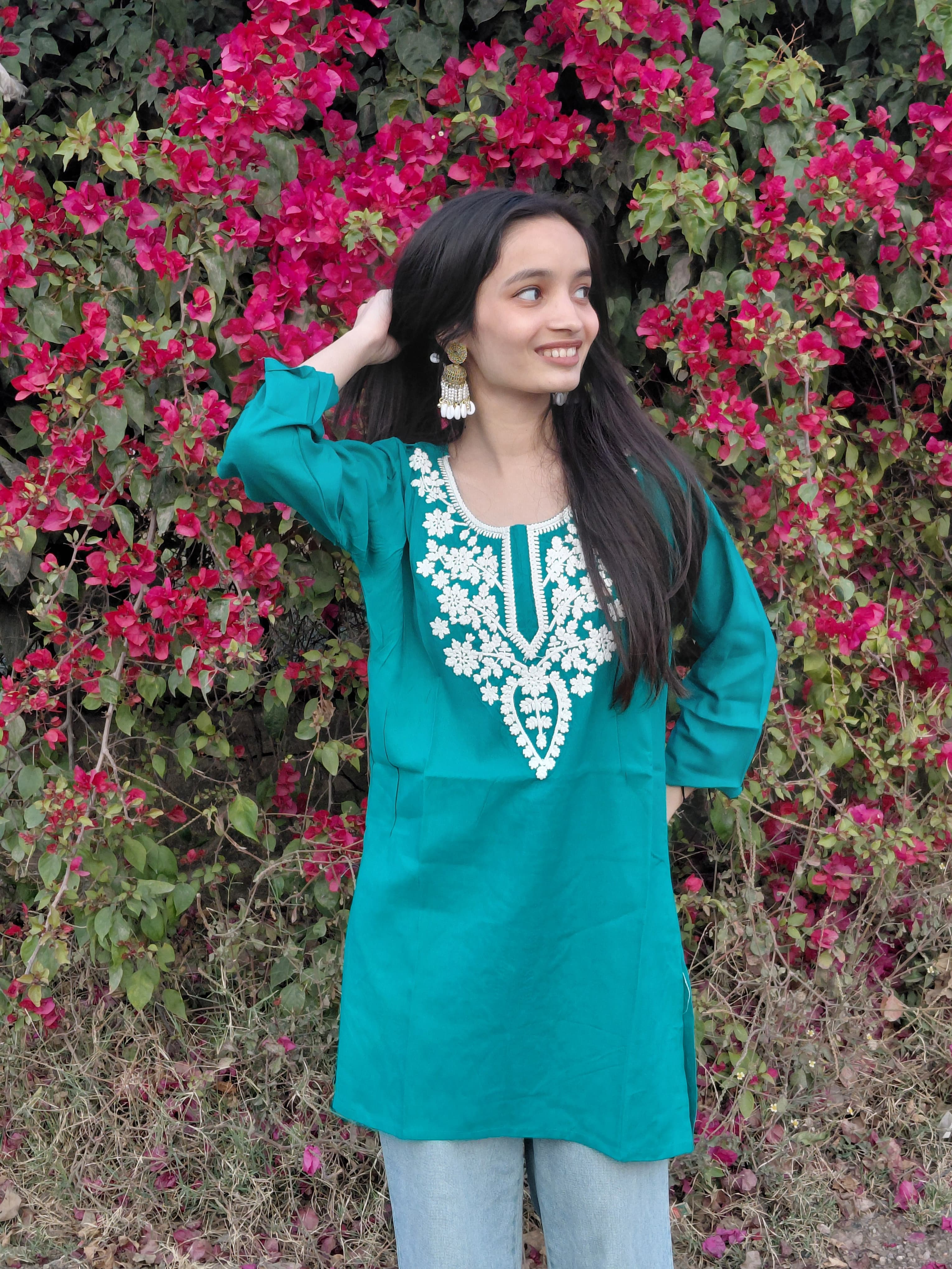 The Bani Kurti: Teal Bloom