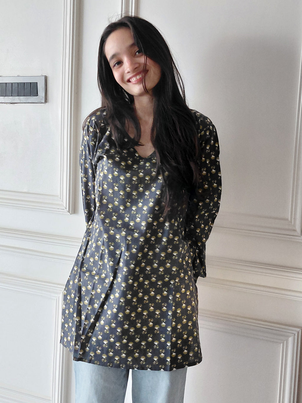 The Nyra Kurti: Nightfall Bloom