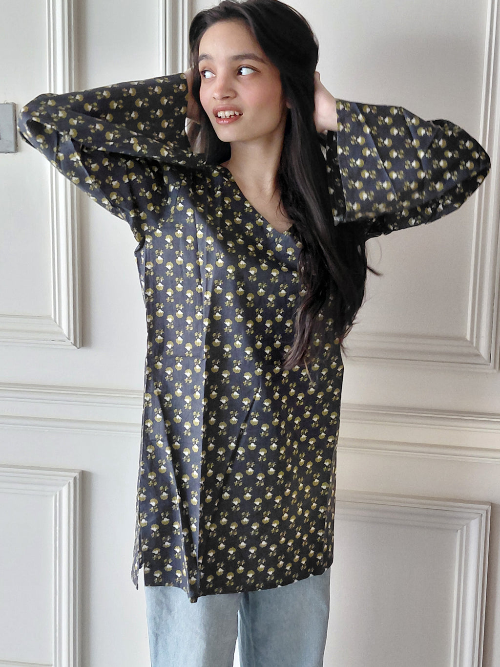 The Nyra Kurti: Nightfall Bloom