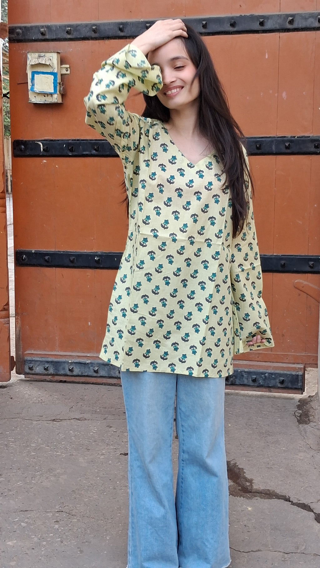 The Sage Petal Bell-Sleeve Kurti