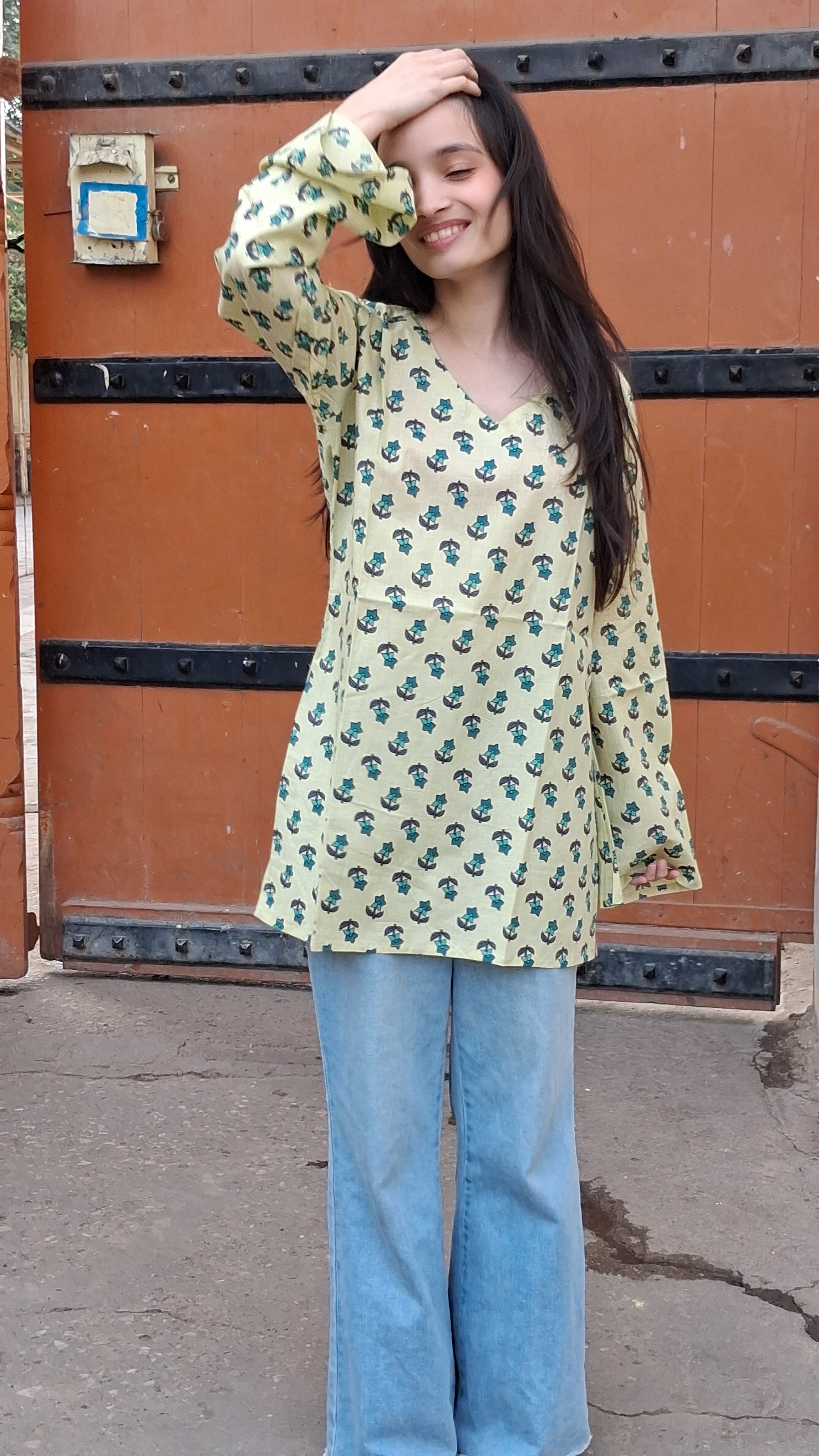 The Sage Petal Bell-Sleeve Kurti