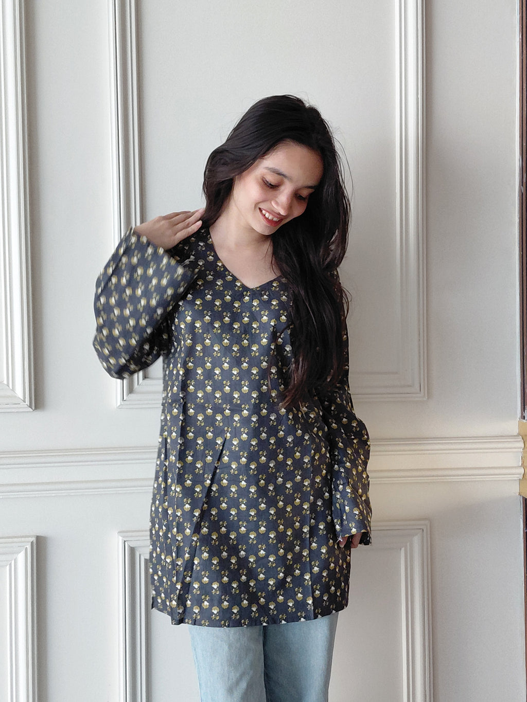 The Nyra Kurti: Nightfall Bloom