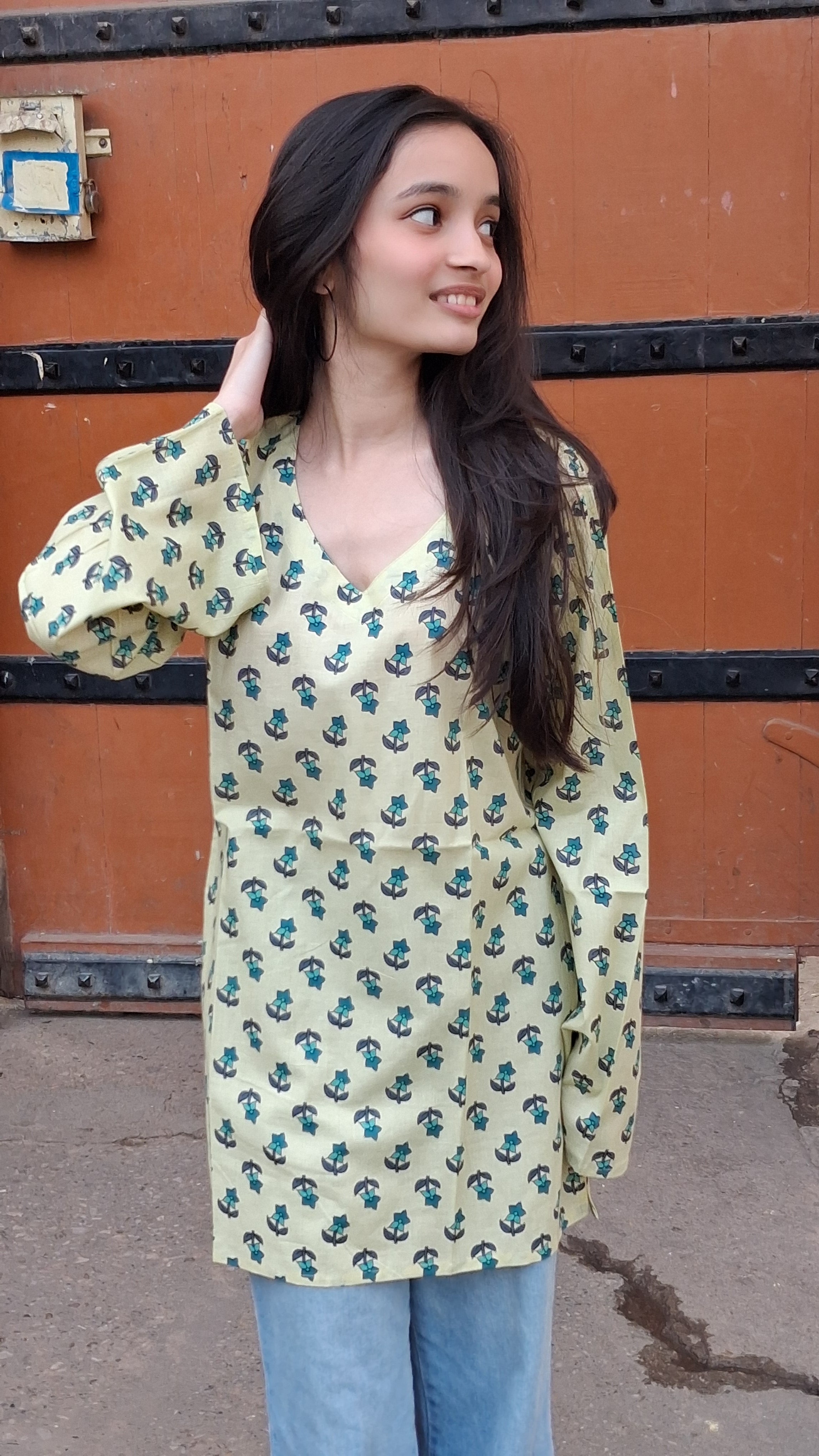 The Sage Petal Bell-Sleeve Kurti