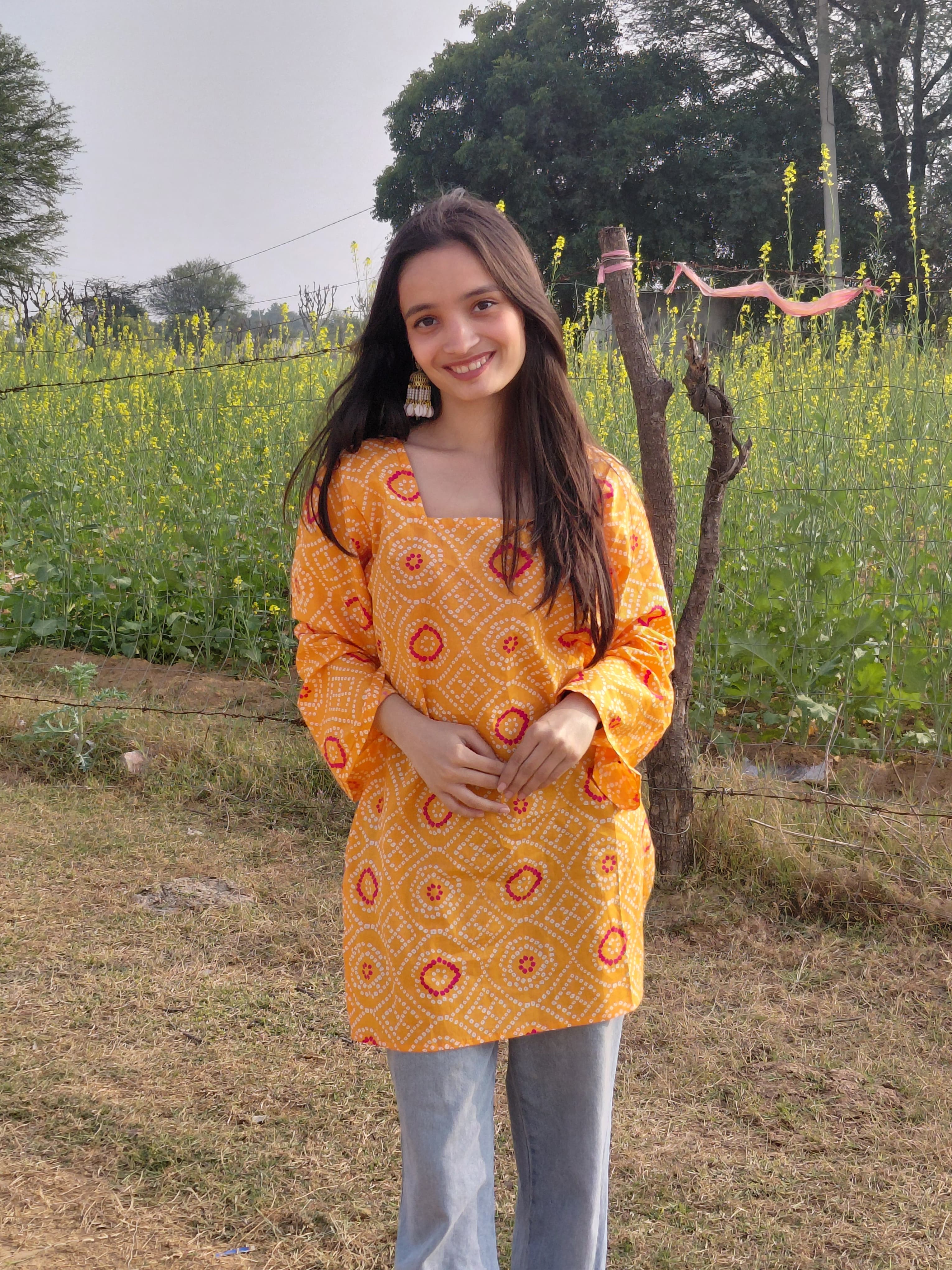 The Suhani Kurti: Sunlit Bandhani